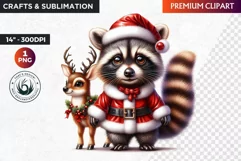 Christmas raccoon clipart , winter clipart, christmas png Product Image 1