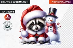 Christmas raccoon clipart , winter clipart, christmas png Product Image 1
