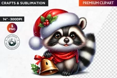 Christmas raccoon clipart , winter clipart, christmas png Product Image 1