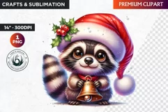 Christmas raccoon clipart , winter clipart, christmas png Product Image 1