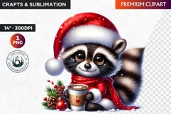Christmas raccoon clipart , winter clipart, christmas png Product Image 1
