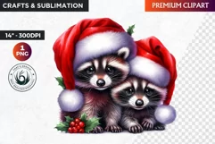 Christmas raccoon clipart , winter clipart, christmas png Product Image 1