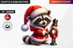Christmas raccoon clipart , winter clipart, christmas png Product Image 1
