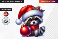 Christmas raccoon clipart , winter clipart, christmas png Product Image 1
