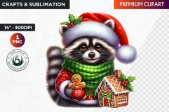Christmas raccoon clipart , winter clipart, christmas png Product Image 1