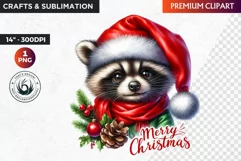 Christmas raccoon clipart , winter clipart, christmas png Product Image 1