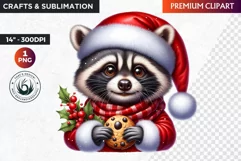 Christmas raccoon clipart , winter clipart, christmas png Product Image 1