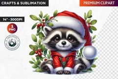 Christmas raccoon clipart , winter clipart, christmas png Product Image 1