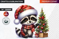 Christmas raccoon clipart , winter clipart, christmas png Product Image 1