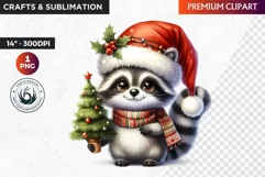 Christmas raccoon clipart , winter clipart, christmas png Product Image 1