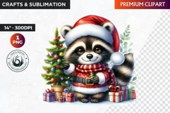 Christmas raccoon clipart , winter clipart, christmas png Product Image 1