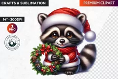 Christmas raccoon clipart , winter clipart, christmas png Product Image 1