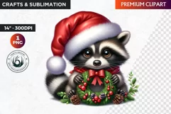Christmas raccoon clipart , winter clipart, christmas png Product Image 1