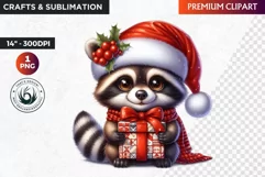 Christmas raccoon clipart , winter clipart, christmas png Product Image 1