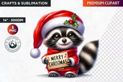 Christmas raccoon clipart , winter clipart, christmas png Product Image 1