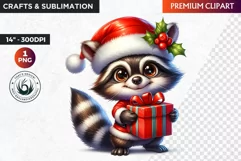Christmas raccoon clipart , winter clipart, christmas png Product Image 1