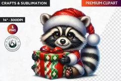 Christmas raccoon clipart , winter clipart, christmas png Product Image 1