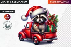 Christmas raccoon clipart , winter clipart, christmas png Product Image 1