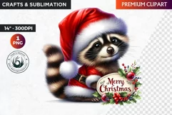 Christmas raccoon clipart , winter clipart, christmas png Product Image 1