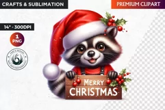 Christmas raccoon clipart , winter clipart, christmas png Product Image 1