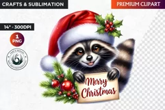 Christmas raccoon clipart , winter clipart, christmas png Product Image 1