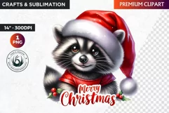 Christmas raccoon clipart , winter clipart, christmas png Product Image 1