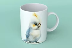 Cute Cockatiel Bird Baby Watercolor Handmade illustration Product Image 3