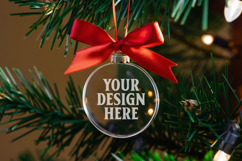 Christmas Acrylic Ornament Mockups | Round Clear Acrylic Orn Product Image 1