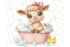 Farm Animal Babies in Bubble Bath PNG, Nursery Clipart Product Image 5