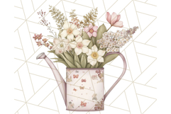 Watering Can Flowers PNG, Rustic Floral Watercolor Clipart Product Image 2