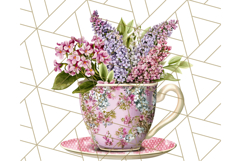 Vintage Floral Teacup Clipart PNG, Blooming Teacups Clip Art Product Image 5