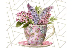 Vintage Floral Teacup Clipart PNG, Blooming Teacups Clip Art Product Image 5