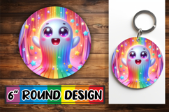 Radiant Ornaments Circle Sublimation PNG, 3D Cute Ghost Product Image 1