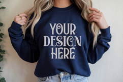 Navy Gildan 18000 Mockup, Sweatshirt Crewneck Mockups Product Image 1