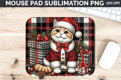Watercolor Cat Mouse Pad Sublimation - Christmas PNG Design Product Image 1