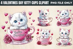 Valentines Day Kitty Cups Clipart PNG Product Image 1