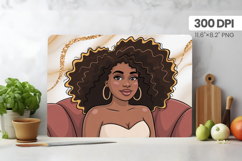 Afro Girl/Woman Melanin braided hair Cutting Board PNG Desig Product Image 1