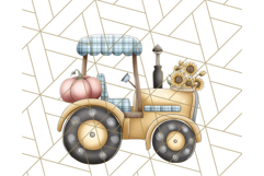 Fall Tractor Clipart PNG, Vintage Tractors With Pumpkins Product Image 5