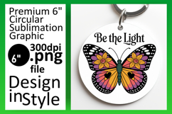 Whimsical Keychain Circle Design PNG , Butterfly Product Image 1