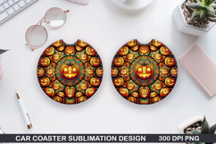 Pumpkins Car Coaster Sublimation| Halloween Coaster PNG Product Image 1