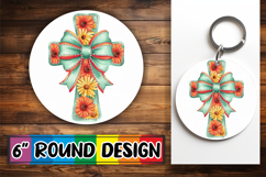 Sweet Circle Car Coaster PNG, Flower Cross Product Image 1