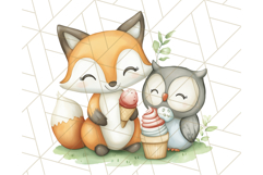 Spring Animal Ice Cream Clipart, Cute Pastel Animal PNG Product Image 5
