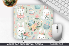 Bunny Mouse Pad Sublimation, Easter Bunny Mouse Pad PNG Product Image 1