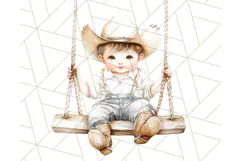 Cowboy Clipart PNG, Kid Western Country Graphic Product Image 5