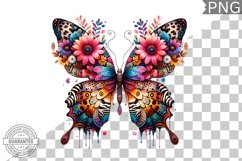 Vibrant Floral Butterfly Sublimation - Clipart PNG Design Product Image 1