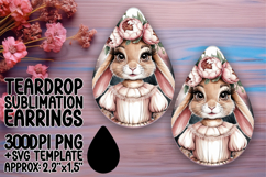 Cute Teardrop Design for Sublimation Earrings , Cute Bunny Product Image 1