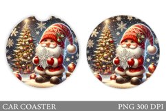 Cute Gnome Car Coaster. Christmas Car Coaster Sublimation Product Image 1