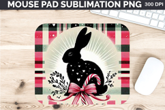 Watercolor Bunny Mouse Pad Sublimation - Christmas PNG Product Image 1