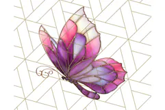 Stained Glass Butterfly PNG Colorful Clipart for Sublimation Product Image 5