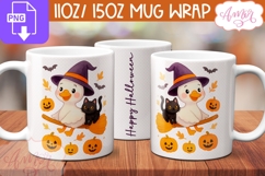 Happy halloween mug wrap PNG, Cute Halloween goose mug PNG Product Image 1